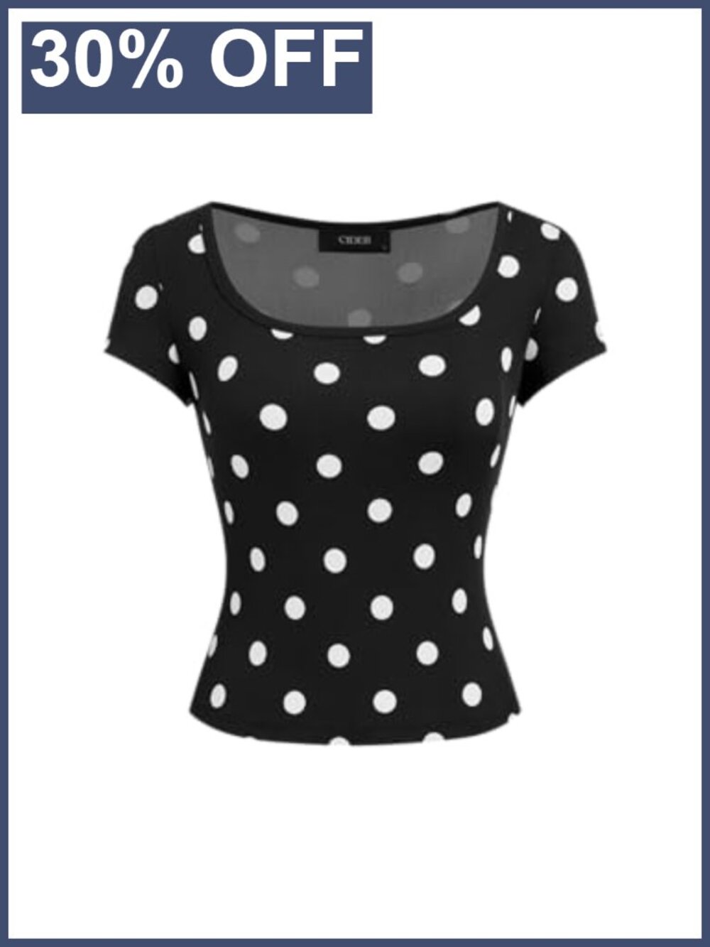 Polka Dot Square Neck Crop Top Ribbed Fitted T-Shirt Casual Summer